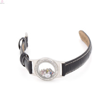 Reloj flotante de cristal adolescente personalizado del locket, locket de la pulsera del abrigo de cuero